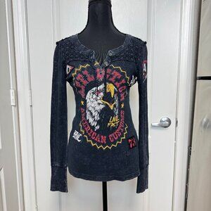 Affliction Charcoal Gray Long Sleeve American Customs Thermal – Size Small